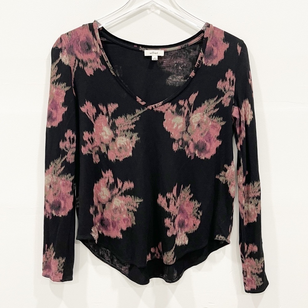 Aritzia Wilfred V-Neck Floral Long Sleeve Top XS